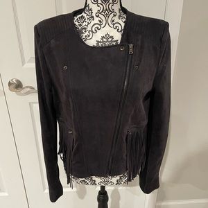 New Fate Faux Black Suede Fringe Jacket